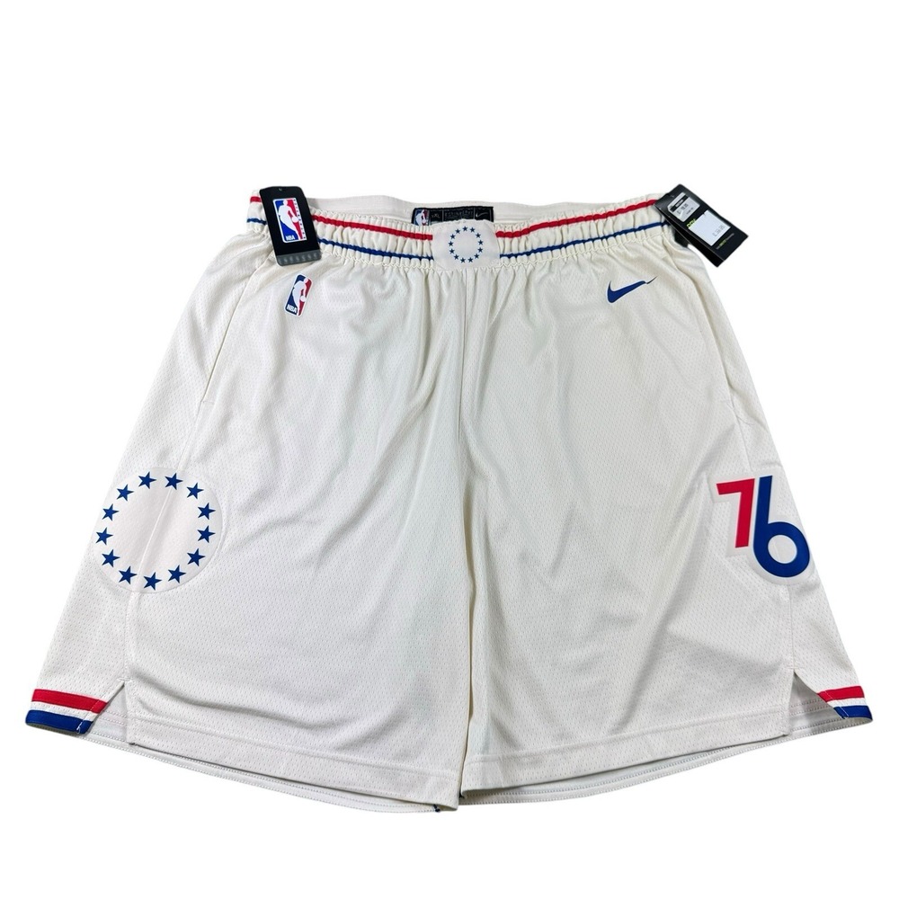 Nike Engineered Cream Philadelphia 76ers Mens Athletic Shorts 2XL AJ1259-120 NWT